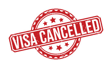 VISA CANCELLED rubber stamp on white background. VISA CANCELLED Stamp.
