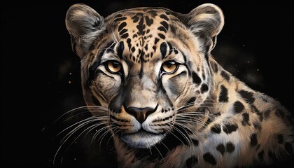 Fototapeta premium Clouded Leopard on a black background