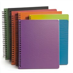 Colorful Spiral Notebooks Stacked For Organization, Generative AI.