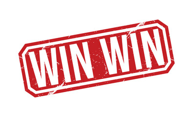 WIN-WIN red rubber stamp vector design.