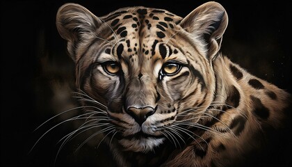 Obraz premium Clouded Leopard on a black background