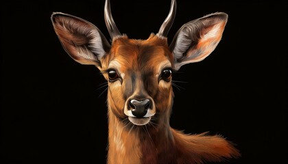 Obraz premium Bawean Deer on a black background