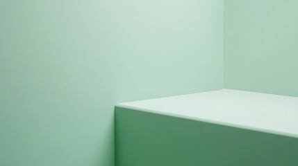 Green corner shelf, empty space, background