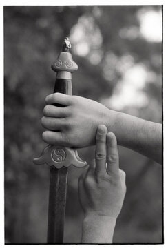 The hands in the Tai Chi pose