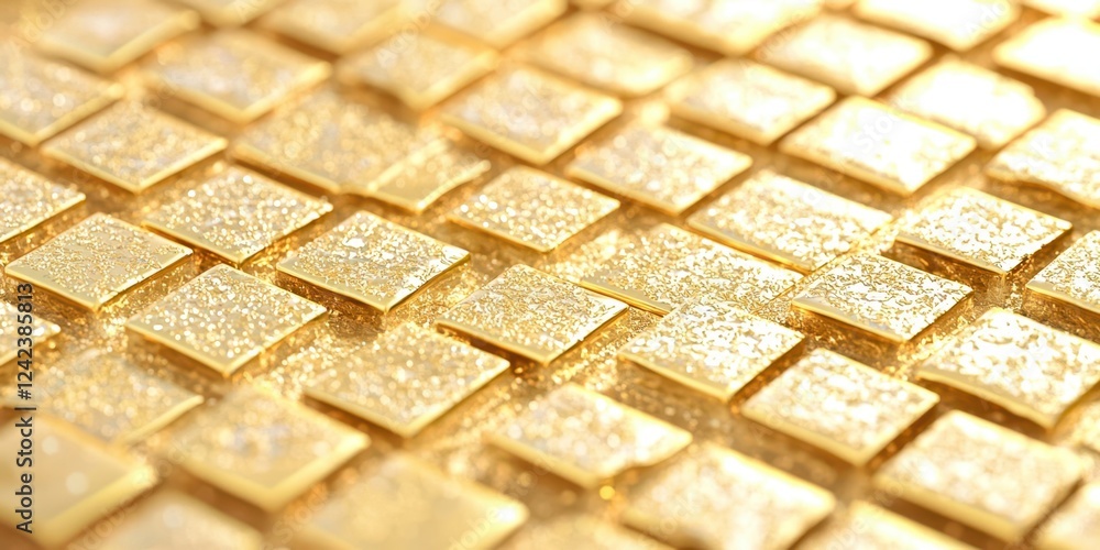 Poster Gold tile floor with a pattern of squares