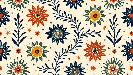 Ajrakh Floral Paisley Pattern with Geometric Stars