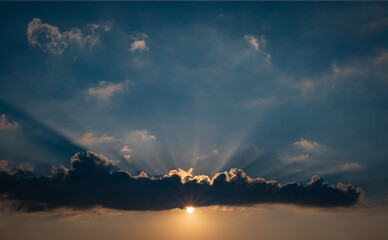 dramatic sky and clouds at sunrise