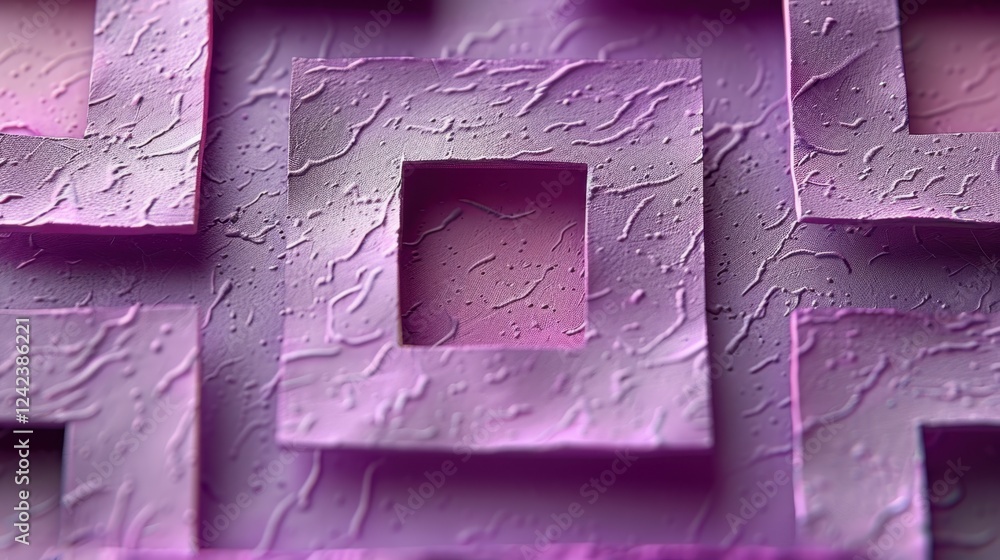 Poster purple textured geometric pattern with raised squares and abstract design