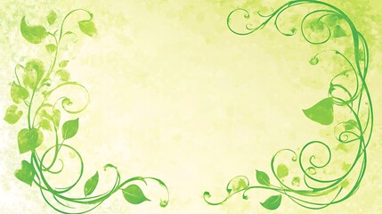 Green floral frame, spring design, nature background