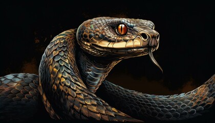 Fototapeta premium Cobra on a black background