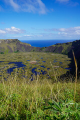 Rano Kau Volcano Crater Lake, Rapa Nui National Park, Easter Island, Chile