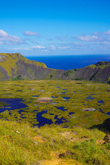Rano Kau Volcano Crater Lake, Rapa Nui National Park, Easter Island, Chile