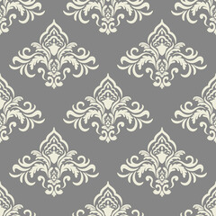 Grey with light Damask Luxury Decorative Textile Pattern