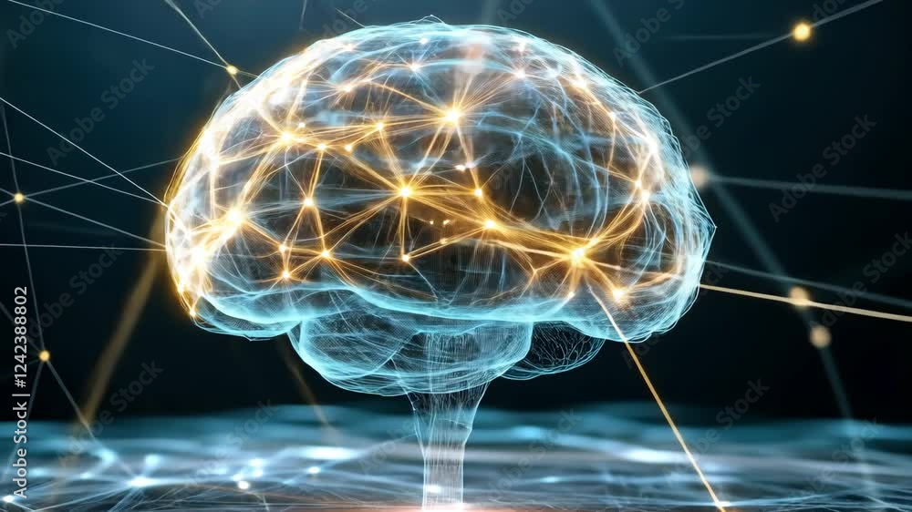 Poster digital intelligence exploring neural connections and technology in brain representation