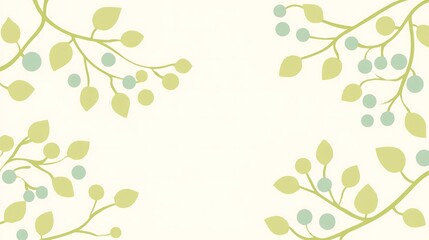 Green leaves, berries, branches, background, nature design