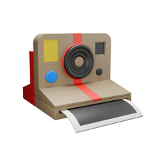 3D rendered illustration of vintage polaroid camera on white background 