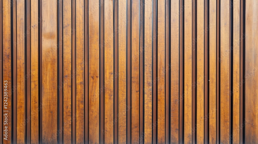 Poster Modern wooden facade cladding made of narrow planks separated by gaps creates a visually appealing exterior