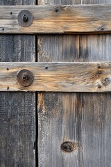 Obraz premium Old weathered wood planks showing knots and nails forming a rustic background