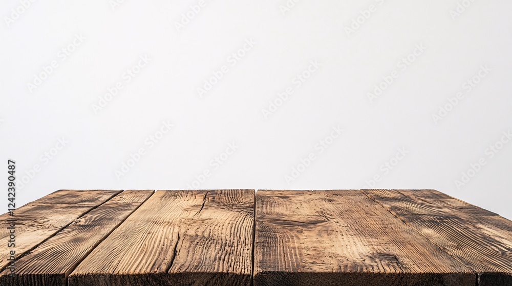 Aufkleber empty rustic wooden tabletop on a white background with copy space for text