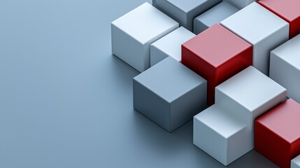 Abstract Red   Gray Cubes  Modern 3D Geometric Background