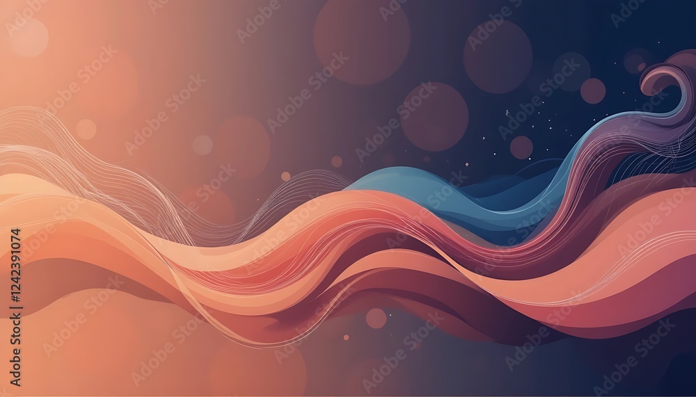 Poster abstract swirling waves design with bokeh background