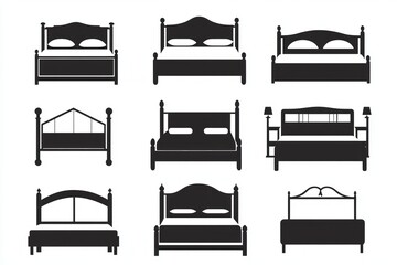 Elegant Bedroom Furniture Silhouettes - Various Bed Styles