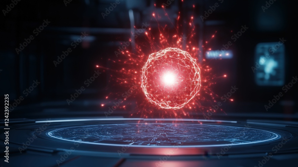 Poster ai system combatting cyber threats in a futuristic control room digital sci-fi environment dynamic p