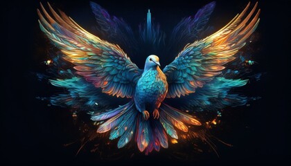 Dove on a black background