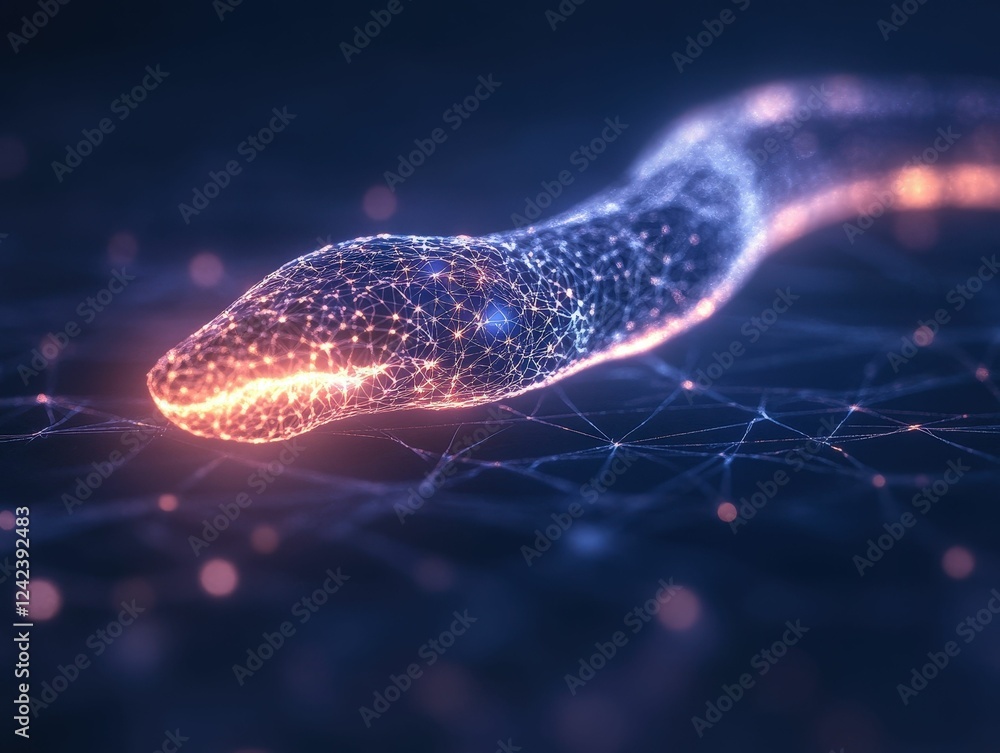 Poster digital trojan infiltrating system close-up visualization cybersecurity environment scientific persp