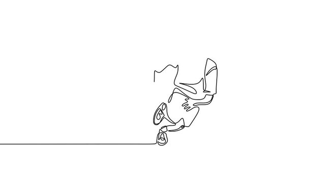 Basketball continuous one line drawing animation. Athlete player dribbling a ball on the game play. Animation video