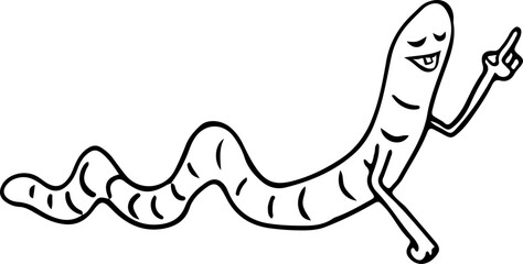 The smiling worm raised one hand and pointed with his index finger