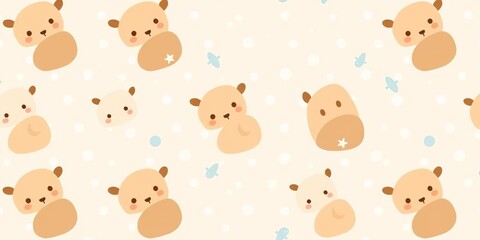 Irregular dots patterns in blue, brown, and beige on white background and blue, white, and brown on blue background; cute and abstract infantile style design, beige, cute, design