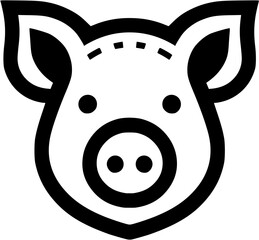 This flat vector pig icon is ideal for pig themed events like farm festivals or Year of the Pig celebrations. Its minimalist black and white design captures the pig's playful charm, perfect for event.