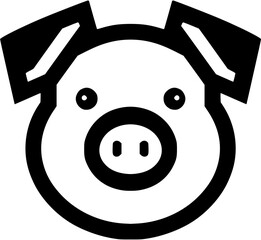 This flat vector pig icon is ideal for pig themed events like farm festivals or Year of the Pig celebrations. Its minimalist black and white design captures the pig's playful charm, perfect for event.