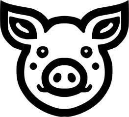 This flat vector pig icon is ideal for pig themed events like farm festivals or Year of the Pig celebrations. Its minimalist black and white design captures the pig's playful charm, perfect for event.