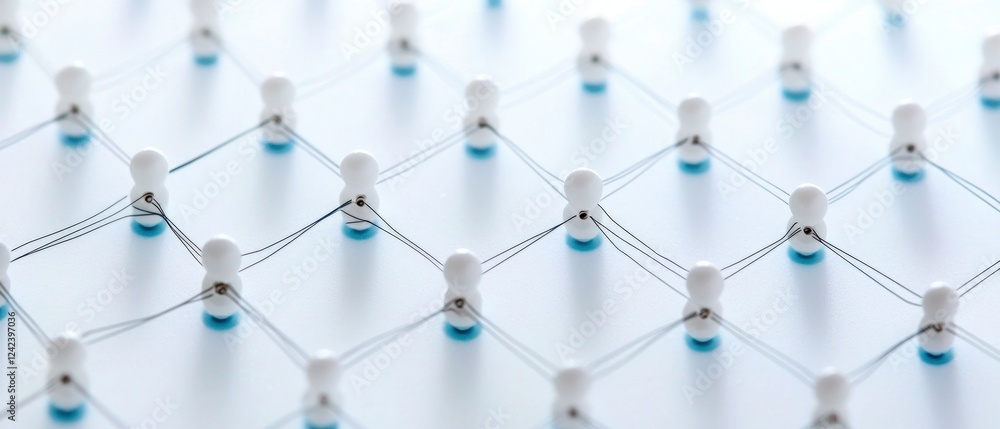 Aufkleber global network connection abstract white beads and lines