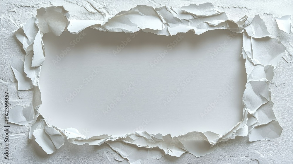 Poster textured background with torn white paper edges creating an empty space for graphic design, advertis