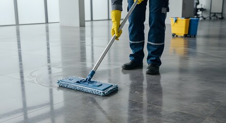 cleaning the floor