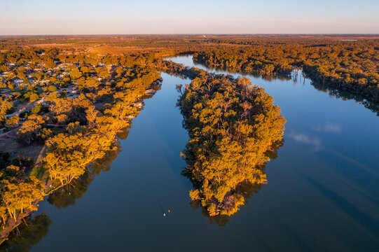 Forested island at the junction of two rivers