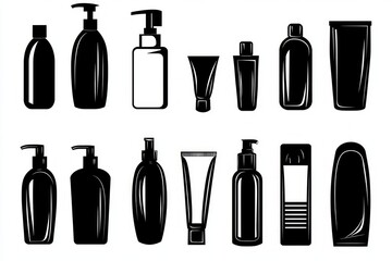 Elegant Cosmetic Bottles and Containers Vector Illustration