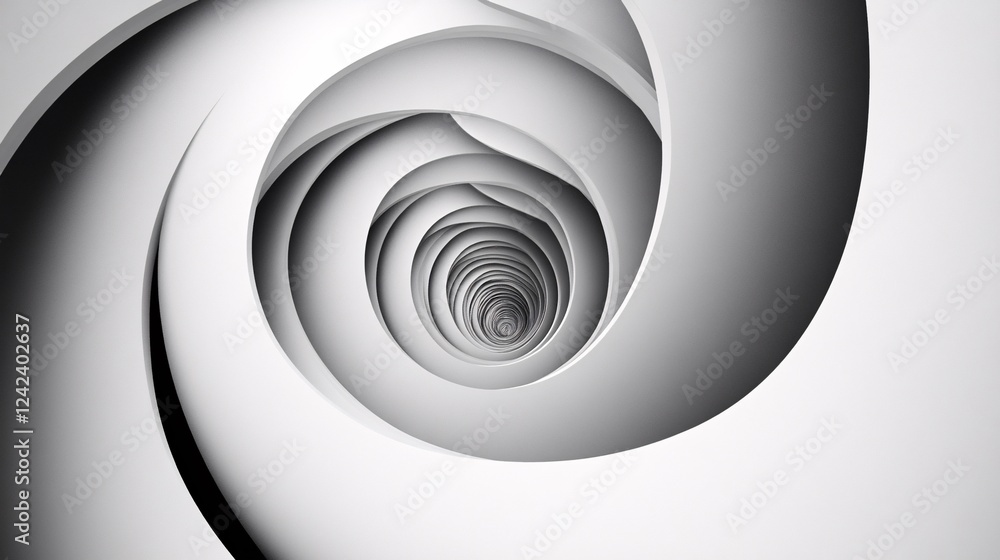 Poster Abstract white swirling tunnel creating vortex effect
