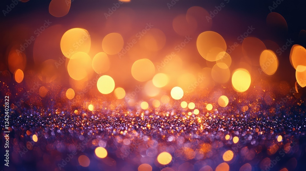 Aufkleber abstract shimmering background with vibrant bokeh lights in orange and purple hues creating a dreamy