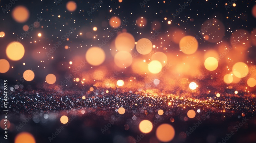 Poster captivating abstract background with glowing bokeh lights and sparkling details in warm tones, creat