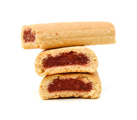 Cookies with jam closeup isolated on a white