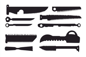 Collection of Silhouettes of Cutting Tools and Blades
