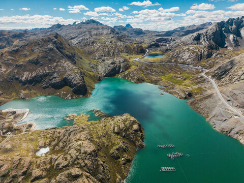 Mountains Landscape with Blue Lake in the Andes