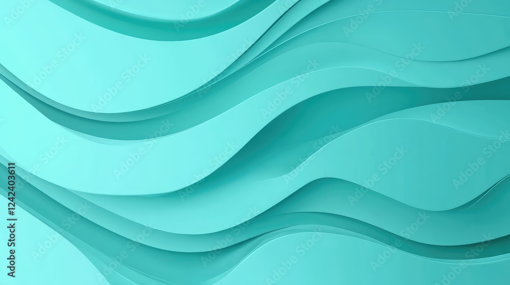 Aufkleber abstract teal background with flowing waves and smooth curves create a sense of depth and tranquilit
