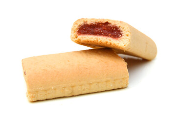 Cookies with jam closeup isolated on a white