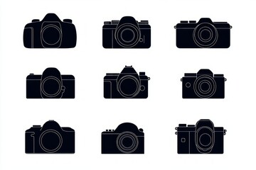 Elegant Black Silhouette Camera Icons Set