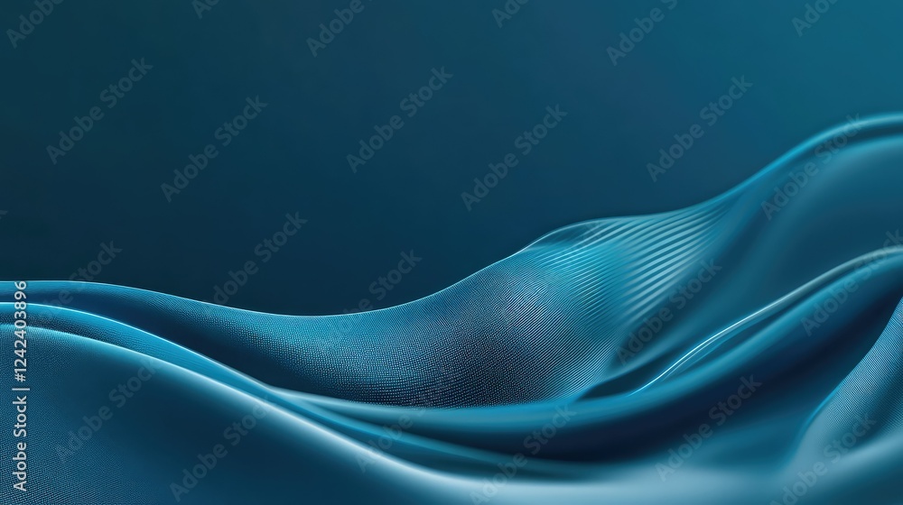 Poster elegant flowing satin fabric in shades of blue with subtle light reflection, creating a sense of dep
